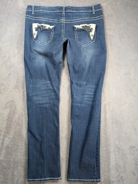 Liuces Jeans Womens Size 16 Slim Fit Laced Rhinestones Low Rise Western Cowgirl - Picture 8 of 10